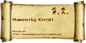 Humenszky Kornél névjegykártya