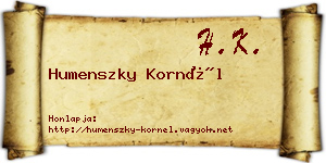 Humenszky Kornél névjegykártya