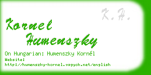 kornel humenszky business card